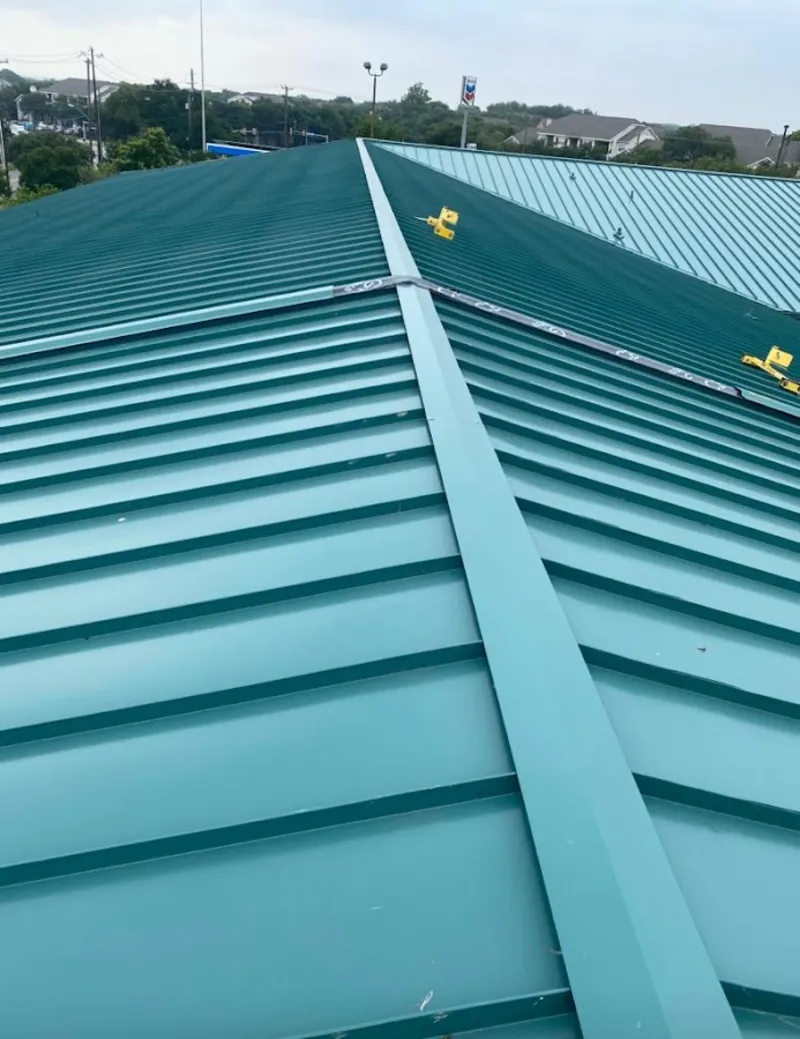 Green commercial metal roof ridge and valley for Metal Roof Repair in Xenia